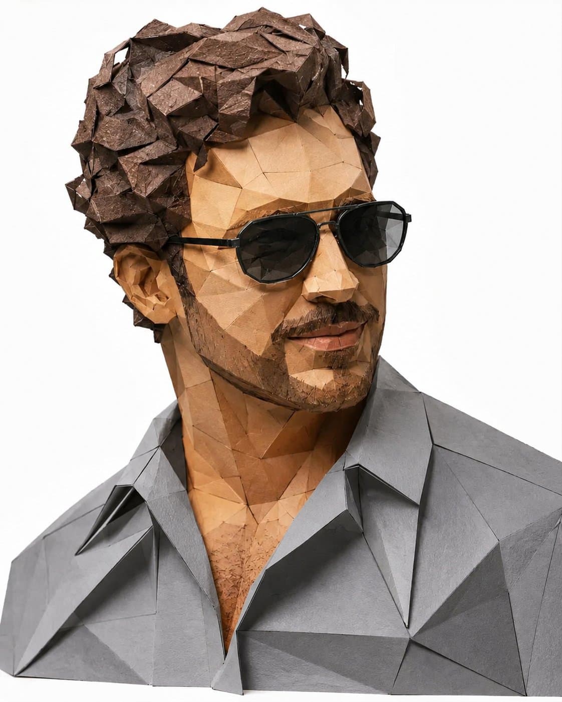Low-Poly Papercraft Male Portrait